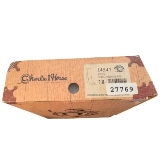 Lucchese Charlie 1 Horse Cream Embroidered Cream Cowboy Boots Unworn 7B - Picture 13 of 14